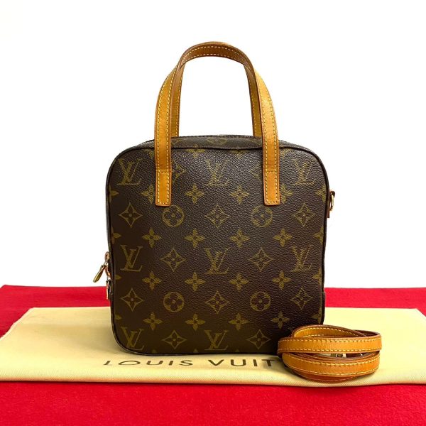 2406jpa567 2 1 Louis Vuitton Spontini Monogram Leather 2way Handbag Brown