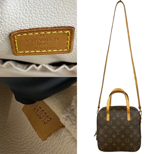 2406jpa567 2 4 Louis Vuitton Spontini Monogram Leather 2way Handbag Brown