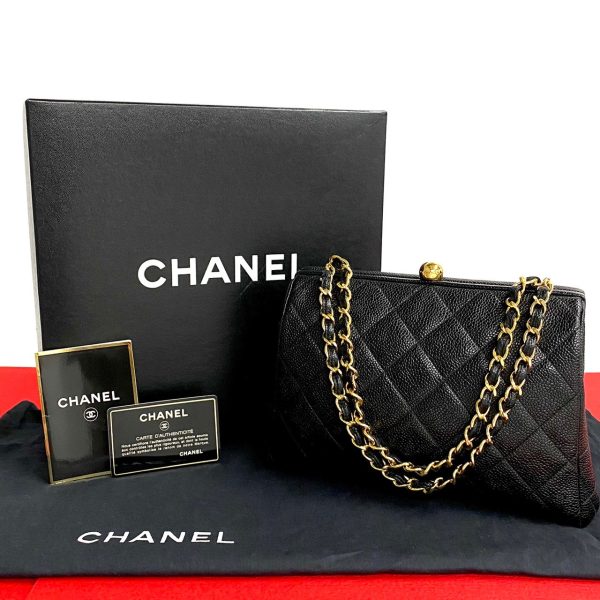 240702rvb 12509 1 Chanel Matelasse Caviar Skin Chain Shoulder Bag Black