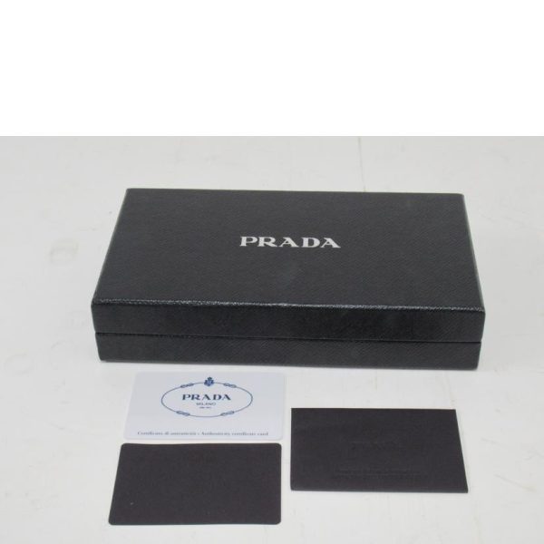 24082 6 PRADA Round Zipper Long Wallet Saffiano Bag Black