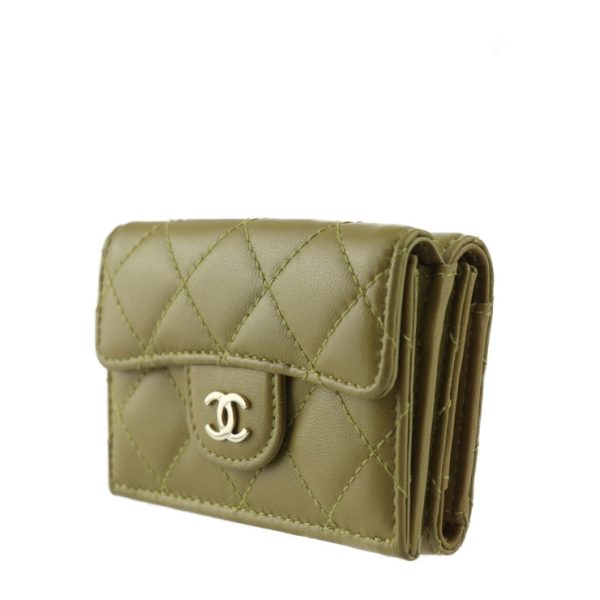 2409031001010 2 Chanel Small Wallet Timeless Classic Khaki Green