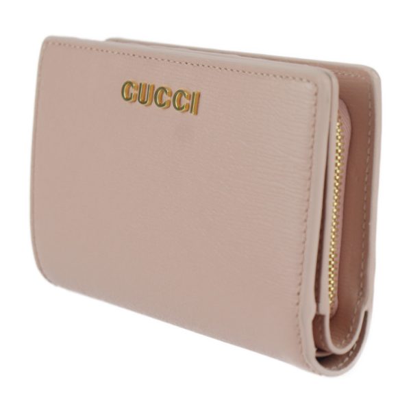 2411043010057 2 Gucci Script Zip Around Bifold Wallet Leather Pink