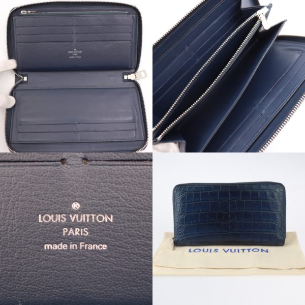 2411053008056 8 Louis Vuitton Zippy Long Wallet Navy Silver