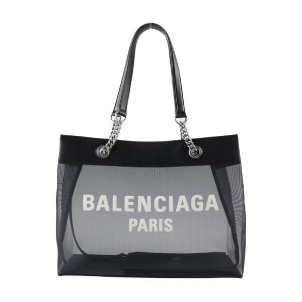 2415013007048 1 Balenciaga Duty Free Mesh Leather Tote Bag Black