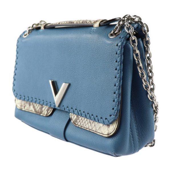 2415023010082 2 Louis Vuitton Chain Shoulder Bag Python Blue Beige