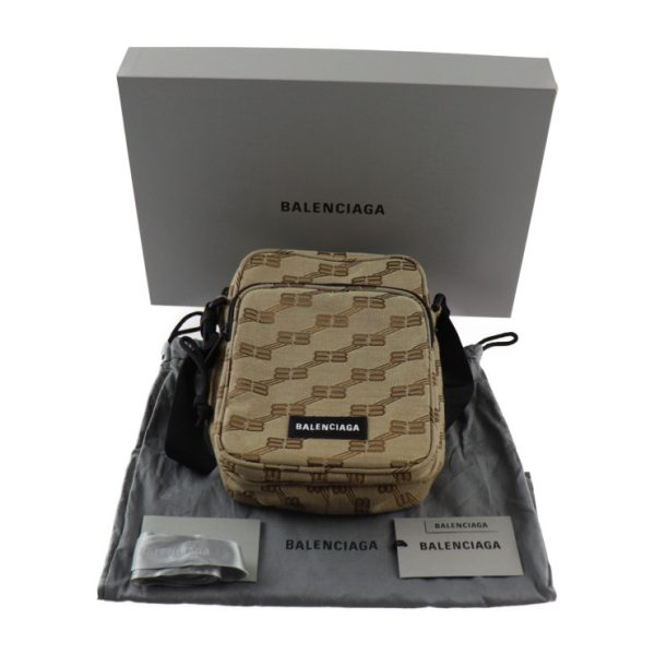 2415023010090 8 Balenciaga Monogram Canvas Shoulder Bag Beige Brown Black