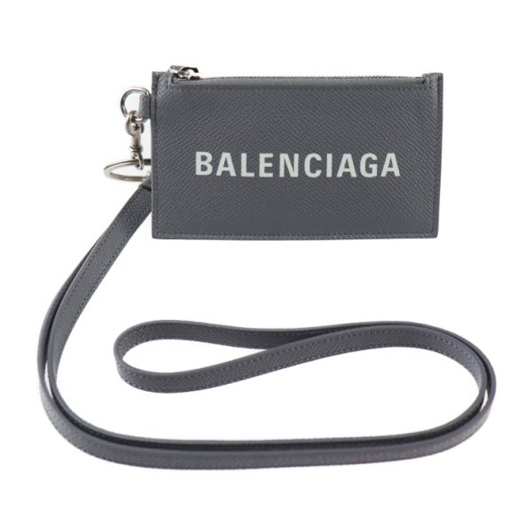 2415023010092 1 Balenciaga Cash CA Leather Coin Case Gray