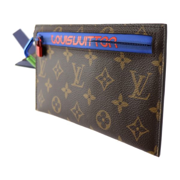 2415023010093 2 Louis Vuitton Ribbon Pouch Leather Brown Blue Red