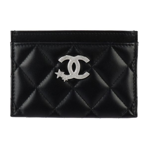 2417033008102 1 Chanel Card Case Lambskin Black Silver Hardware