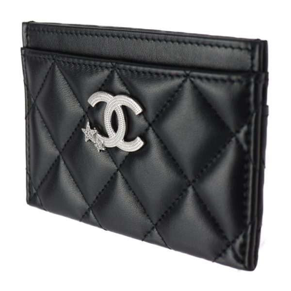 2417033008102 2 Chanel Card Case Lambskin Black Silver Hardware