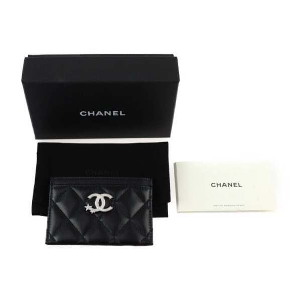 2417033008102 8 Chanel Card Case Lambskin Black Silver Hardware