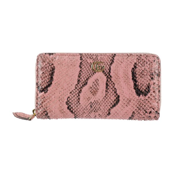 2421033007142 1 Gucci Zip Around Wallet GG Marmont Python Pink