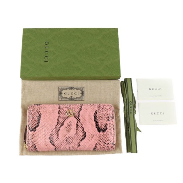 2421033007142 10 Gucci Zip Around Wallet GG Marmont Python Pink