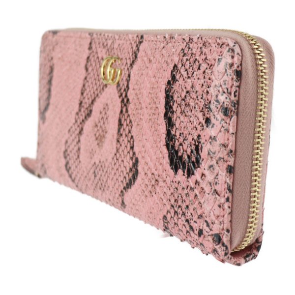 2421033007142 2 Gucci Zip Around Wallet GG Marmont Python Pink