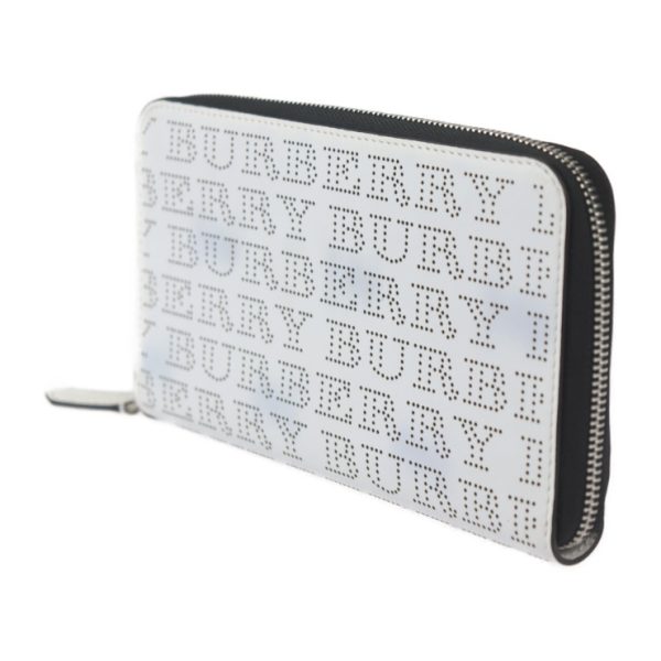 2423053010101 2 Burberry Organizer Calf Leather Long Wallet White Black