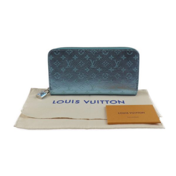 2424013010112 9 Louis Vuitton Zippy Wallet Lizard Metallized Blue