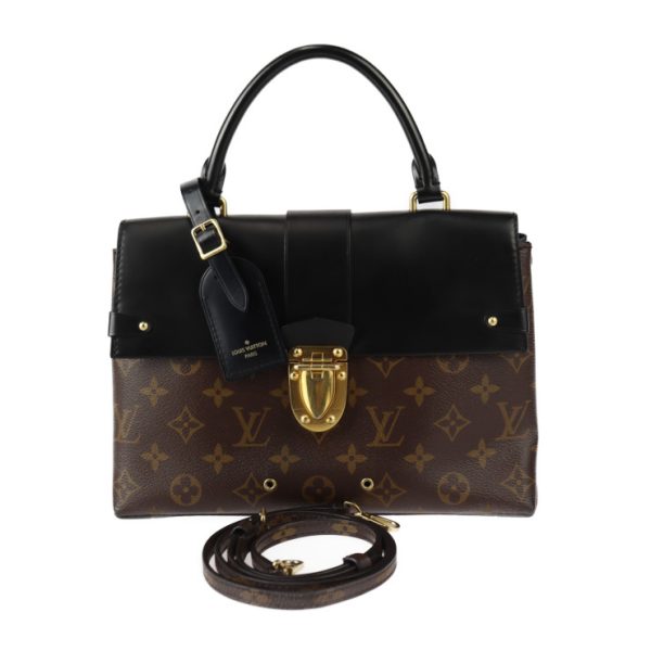 2425043007115 1 Louis Vuitton Handle Flap MM Handbag Brown Black