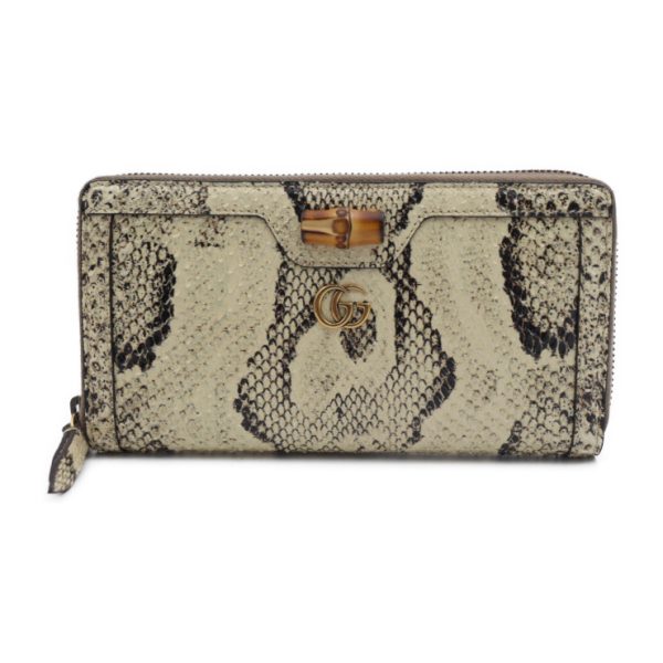 2425043010107 1 Gucci Zip Around Bamboo Wallet Python Beige Cream