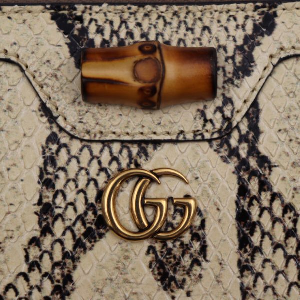 2425043010107 7 Gucci Zip Around Bamboo Wallet Python Beige Cream