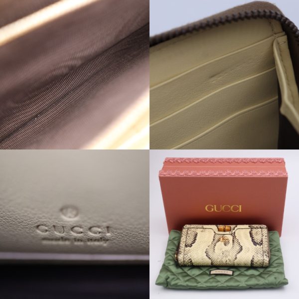 2425043010107 9 Gucci Zip Around Bamboo Wallet Python Beige Cream