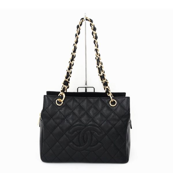 24273 1 Chanel Caviar Skin Coco Mark Chain Tote Bag Black