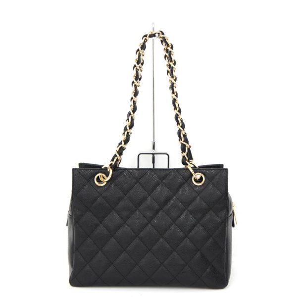 24273 2 Chanel Caviar Skin Coco Mark Chain Tote Bag Black