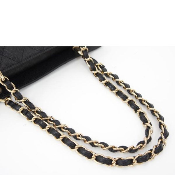 24273 4 Chanel Caviar Skin Coco Mark Chain Tote Bag Black