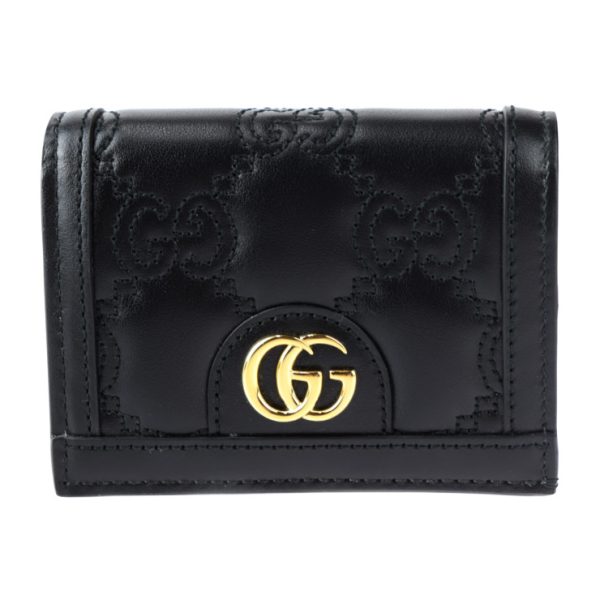 2430053007158 1 Gucci GG Matelasse Card Case Trifold Wallet Black