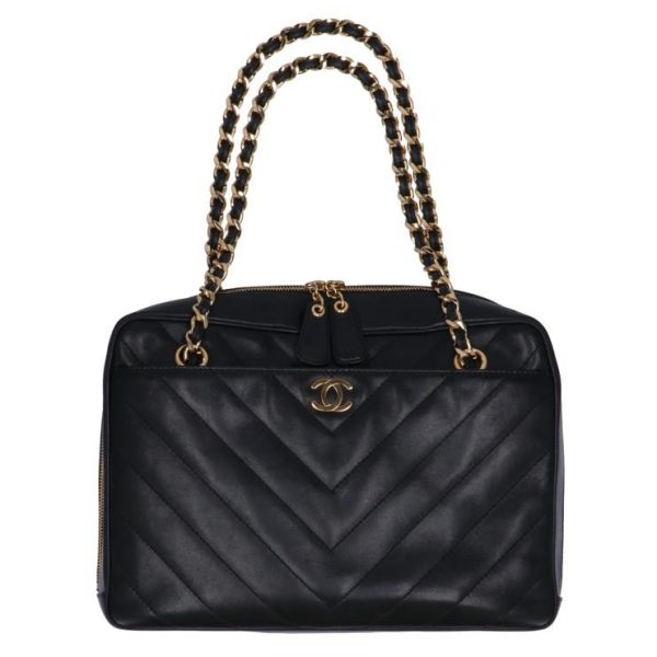 24514 1 Chanel V Stitch Matelasse Handbag Bag Black