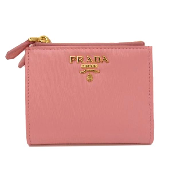 24620 1 PRADA Prada Saffiano Leather Bi Fold Wallet Bag Pink