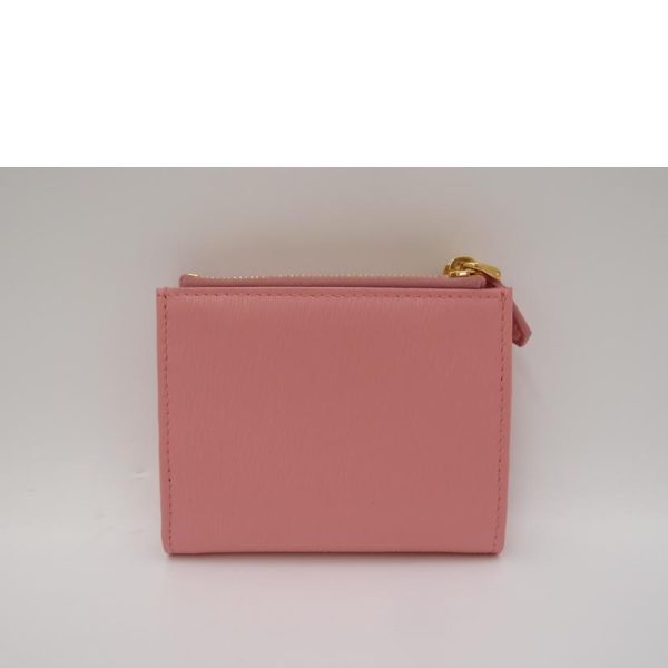 24620 2 PRADA Prada Saffiano Leather Bi Fold Wallet Bag Pink