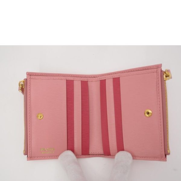 24620 5 PRADA Prada Saffiano Leather Bi Fold Wallet Bag Pink