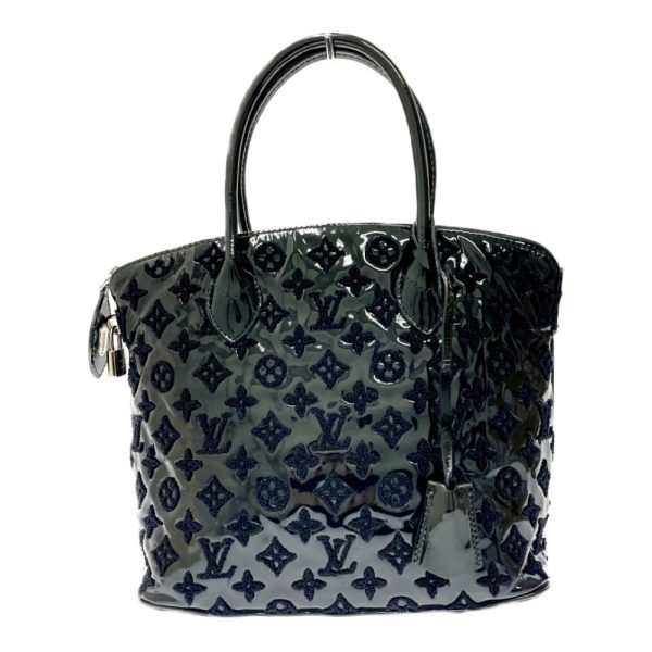 246340 1 LOUIS VUITTON Monogram Enamel Lockit Bouclette Noir Handbag