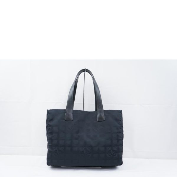 24663 2 Chanel Travel Line Nylon Tote Bag Black