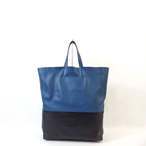 24685 2 CELINE Horizontal Cover Leather Tote Black