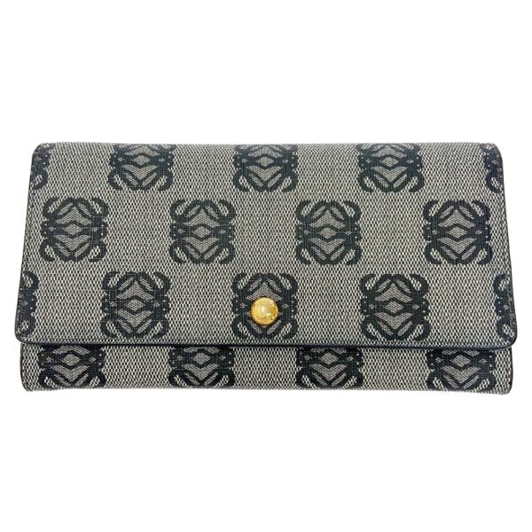 247546 1 Loewe PVC Anagram Long Wallet Gray Black