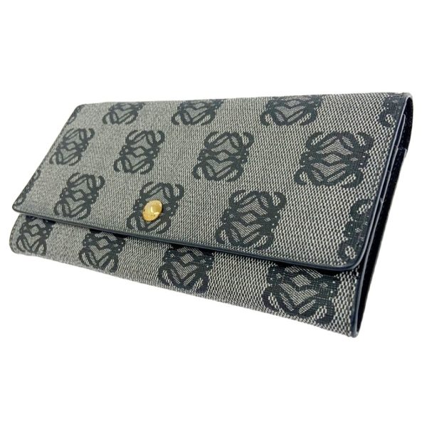 247546 2 Loewe PVC Anagram Long Wallet Gray Black