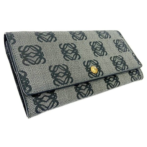 247546 3 Loewe PVC Anagram Long Wallet Gray Black