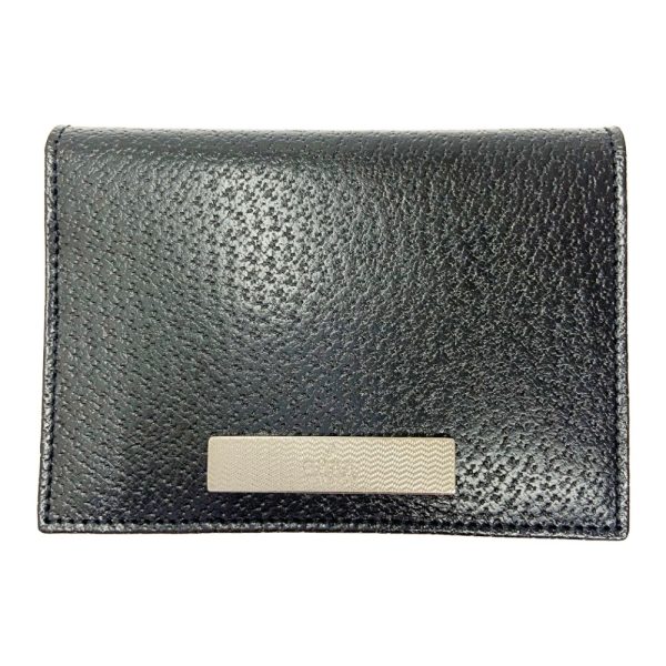 247882 1 Gucci Leather Logo Plate Pass Case Black