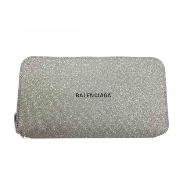 24880 2 Balenciaga Logo Glitter Zipper Bag Black