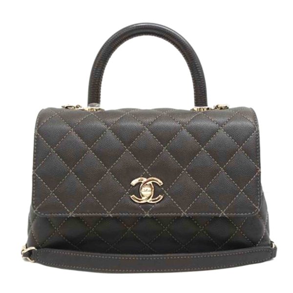 25237 1 Chanel Coco Mark Coco Handle Matelassé 2WAY Bag Caviar Skin