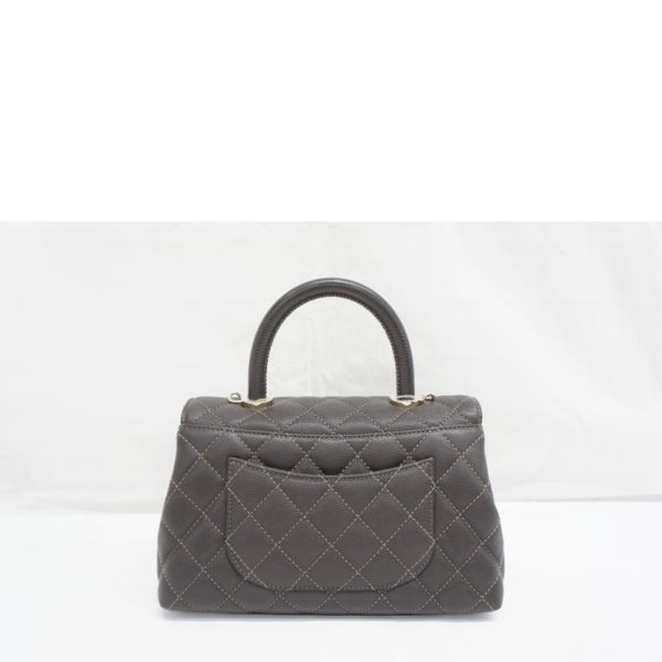 25237 2 Chanel Coco Mark Coco Handle Matelassé 2WAY Bag Caviar Skin