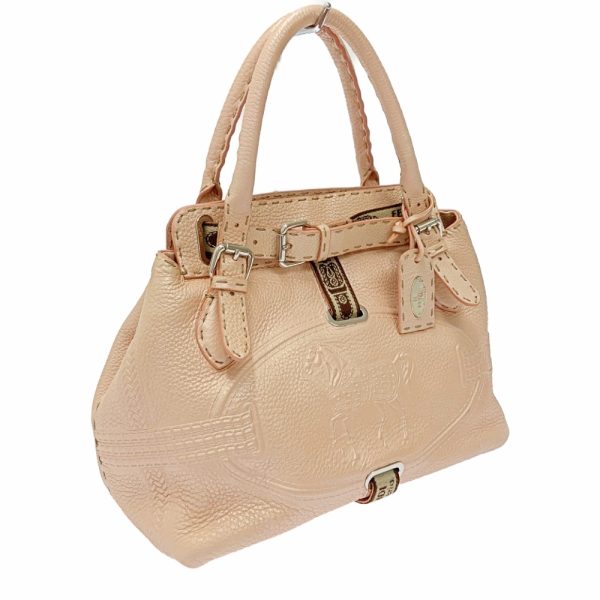 253184 3 Fendi Leather Selleria Villa Borghese Handbag Pink