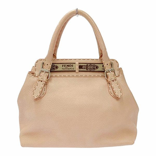 253184 4 Fendi Leather Selleria Villa Borghese Handbag Pink