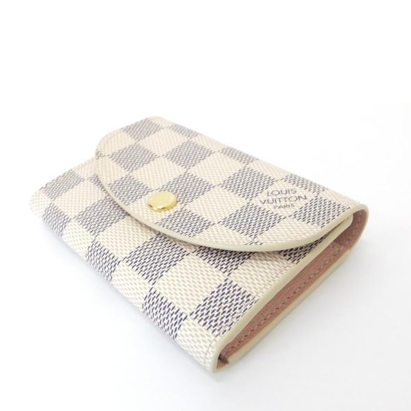 25334 3 Louis Vuitton Portomone Rosali Damier Azur Wallet Rose Ballerine