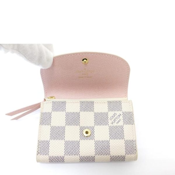 25334 4 Louis Vuitton Portomone Rosali Damier Azur Wallet Rose Ballerine