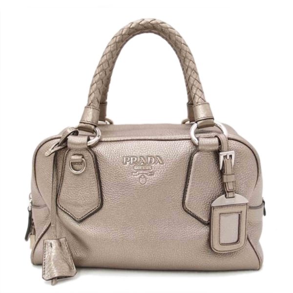 25456 1 Prada Leather Mini Boston Bag Champagne Gold