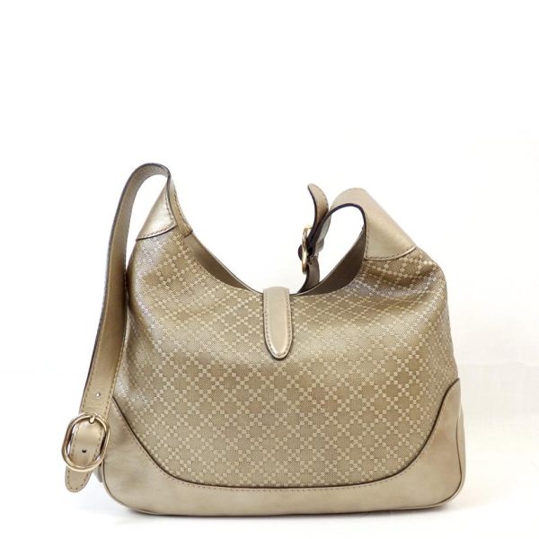 25545 2 Gucci Diamante New Jackie Leather Shoulder Bag Beige