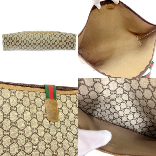 256317 11 Gucci Plus PVC Old Sherry Line Tote Bag Beige