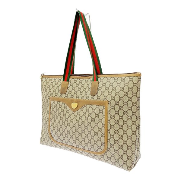 256317 2 Gucci Plus PVC Old Sherry Line Tote Bag Beige